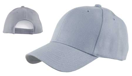 1pc Light Grey Plain Baseball Hat - Low Profile - Constructed - Adjustable Velcro Back - 100% Acrylic (Wool Feel)