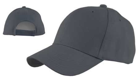 1pc Dark Grey Plain Baseball Hat - Low Profile - Constructed - Adjustable Velcro Back - 100% Acrylic (Wool Feel)
