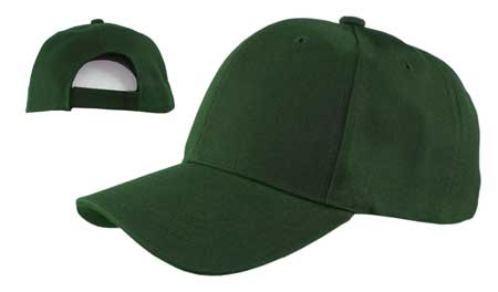 1pc Hunter Green Plain Baseball Hat - Low Profile - Constructed - Adjustable Velcro Back - 100% Acrylic (Wool Feel)