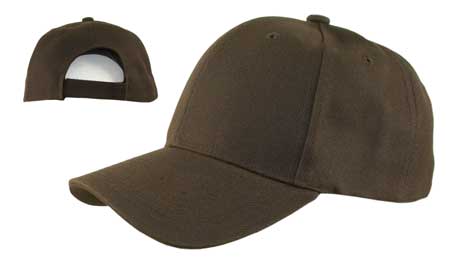 1pc Brown Plain Baseball Hat - Low Profile - Constructed - Adjustable Velcro Back - 100% Acrylic (Wool Feel)
