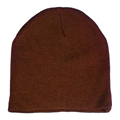 12pcs Solid Brown Beanie Winter Knit Hats - Made in USA - Dozen Packed