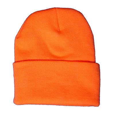 1pc Orange Winter Ski Hat - Super Stretch - USA Made - Single Piece