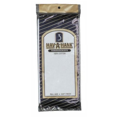 1pc Mens Handkerchief White - Perma Press Cord - 17x17 - 3 Pack - Imported