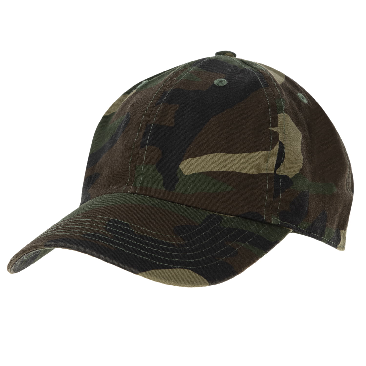 1pc Woodland Camo Baseball Hat Cotton Cap - Dad Hat - Low Profile - Stone Washed