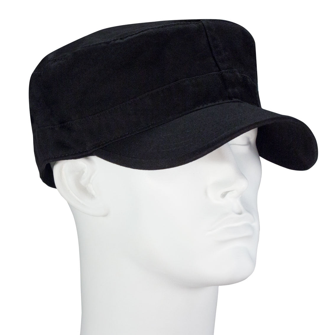 12pcs Black Plain Castro Military Fatigue Army Hats - Fitted - Unconstructed - 100% Cotton - Bulk by the Dozen - Wholesale
