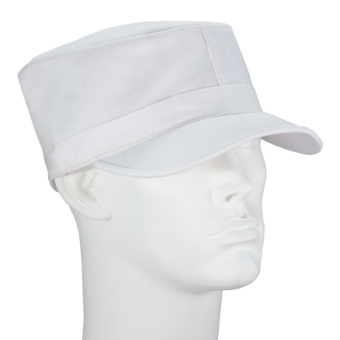 1pc White Plain Castro Military Fatigue Army Hat - Fitted - Unconstructed - 100% Cotton