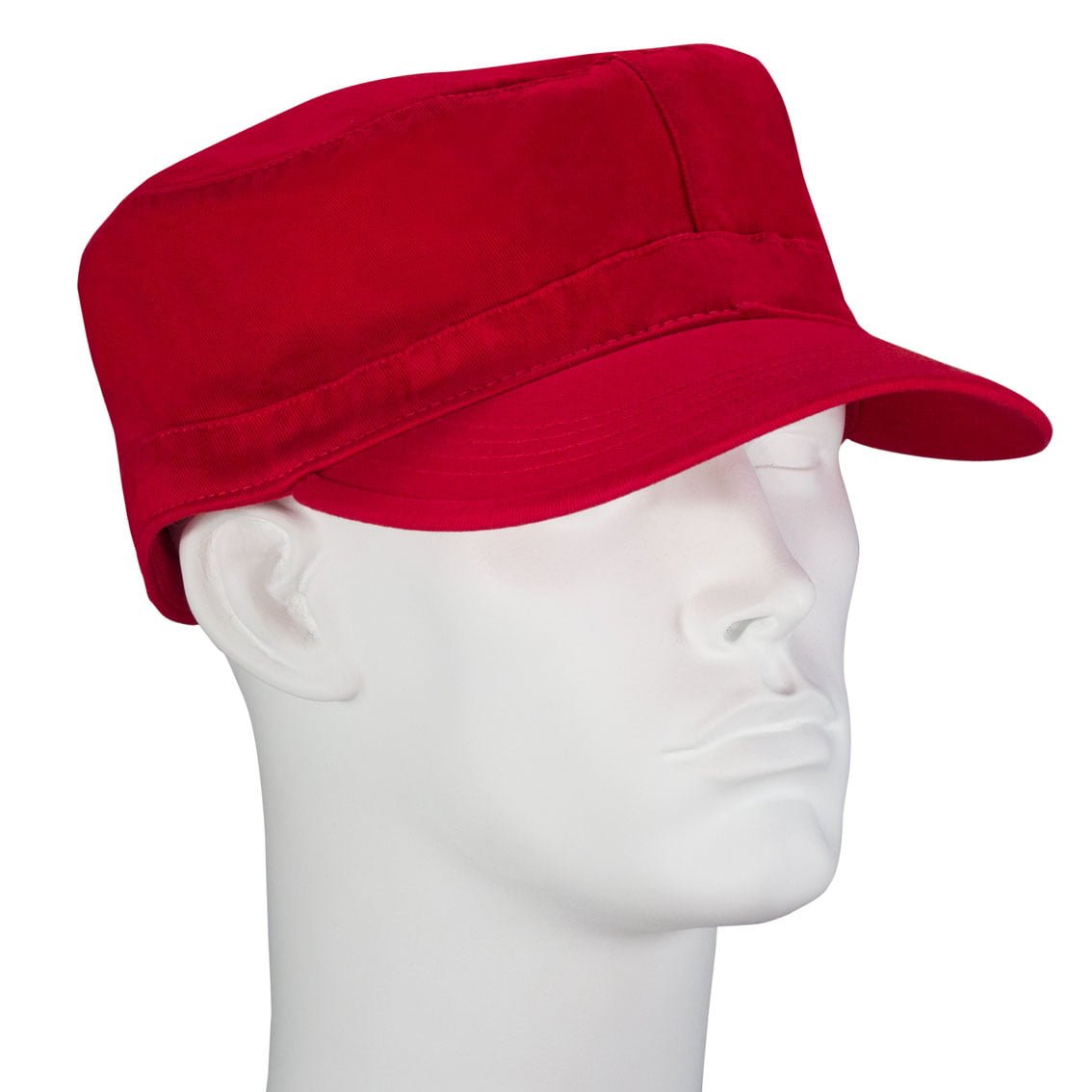 12pcs Red Plain Castro Military Fatigue Army Hats - Fitted - Unconstructed - 100% Cotton - Bulk by the Dozen - Wholesale