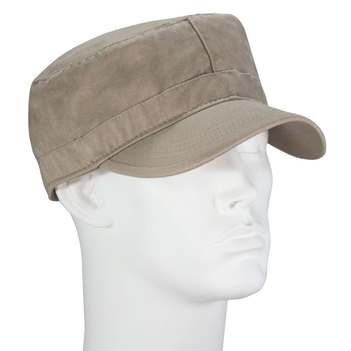 1pc Khaki Plain Castro Military Fatigue Army Hat - Fitted - Unconstructed - 100% Cotton