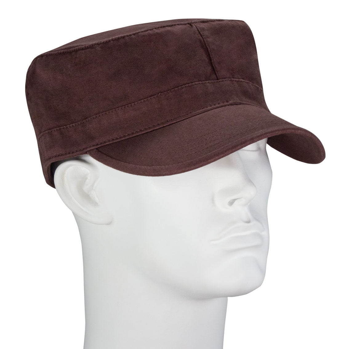 12pcs Brown Plain Castro Military Fatigue Army Hats - Fitted - Unconstructed - 100% Cotton - Bulk by the Dozen - Wholesale