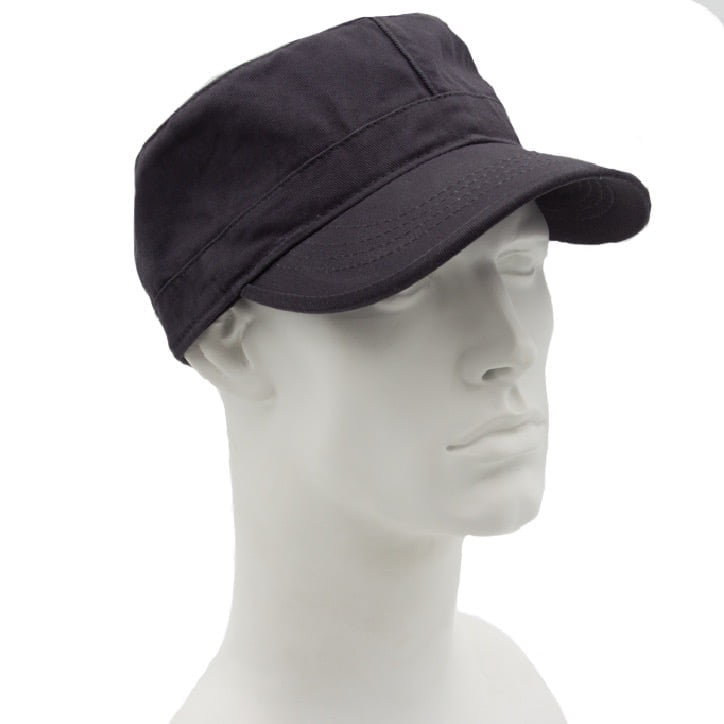 1pc Grey Plain Castro Military Fatigue Army Hat - Fitted - Unconstructed - 100% Cotton